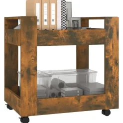Chariots & Îlots-vidaXL Chariot de bureau Chêne fumé 60x45x60 cm Bois d'ingénierie Ch&ecirc;ne fumé