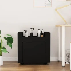Chariots & Îlots-vidaXL Chariot de bureau 60x45x60 cm Bois d'ingénierie Noir