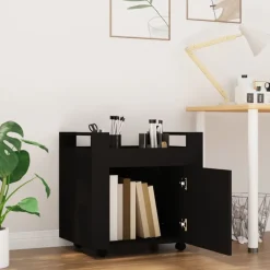 Chariots & Îlots-vidaXL Chariot de bureau 60x45x60 cm Bois d'ingénierie Noir