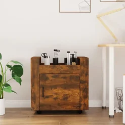 vidaXL Chariot de bureau Chêne fumé 60x45x60 cm Bois d'ingénierie