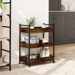 Chariots & Îlots-vidaXL Chariot de cuisine chêne fumé 50x30x70 cm bois d'ingénierie Ch&ecirc;ne fumé