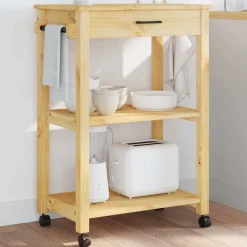 vidaXL Chariot de cuisine MONZA 60x40x88,5 cm bois massif de pin