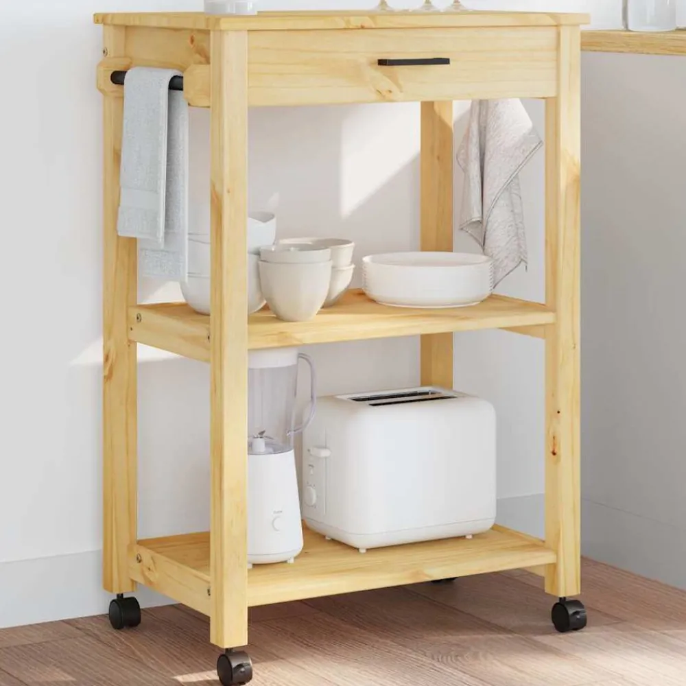 vidaXL Chariot de cuisine MONZA 60x40x88,5 cm bois massif de pin