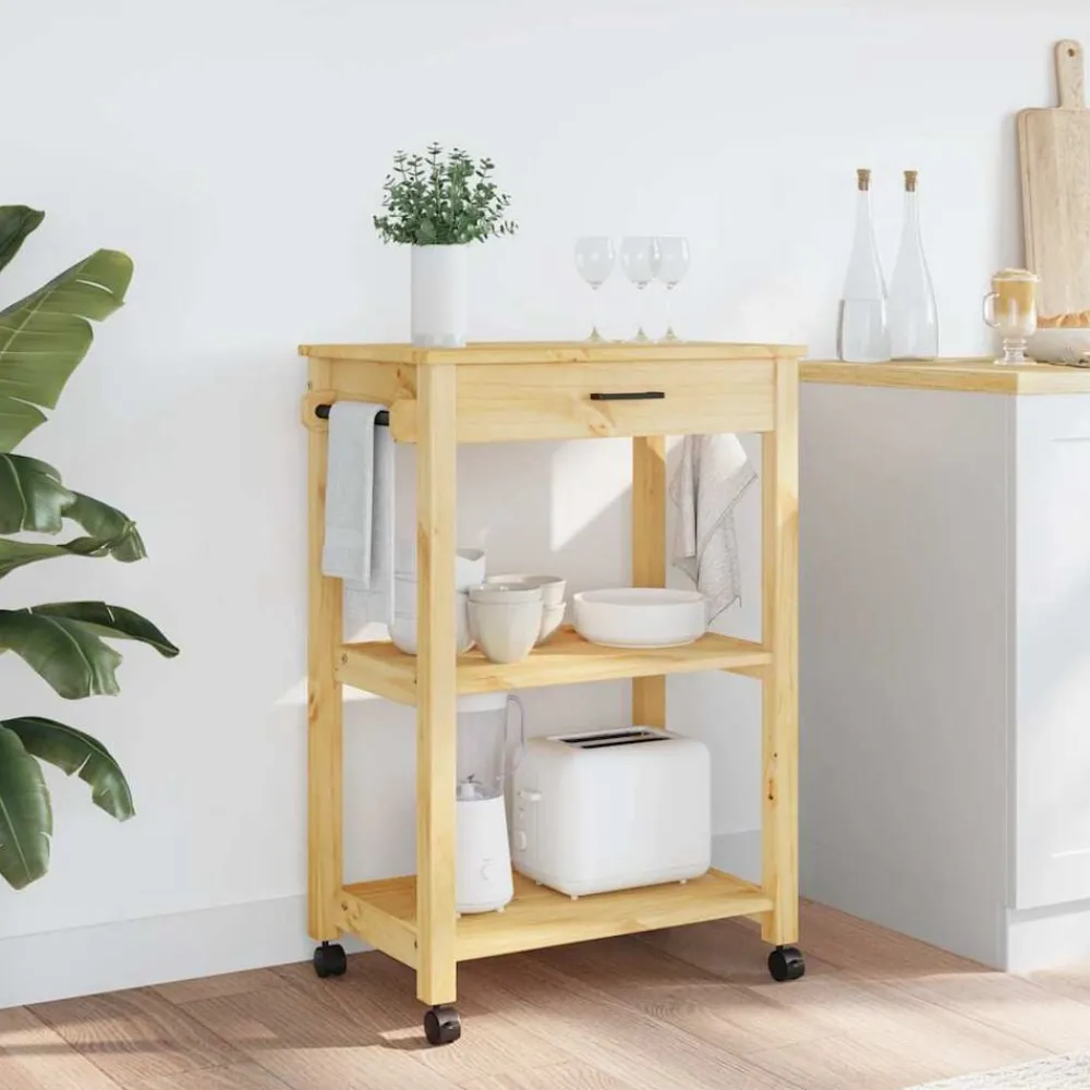 vidaXL Chariot de cuisine MONZA 60x40x88,5 cm bois massif de pin