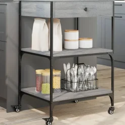 vidaXL Chariot de cuisine 60x48x89,5 cm bois d'ingénierie