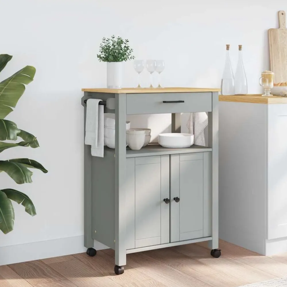vidaXL Chariot de cuisine MONZA 60x40x88,5 cm bois massif de pin