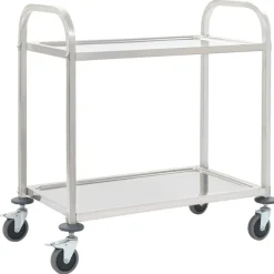 vidaXL Chariot de cuisine à 2 niveaux 96,5x55x90 cm Acier inoxydable