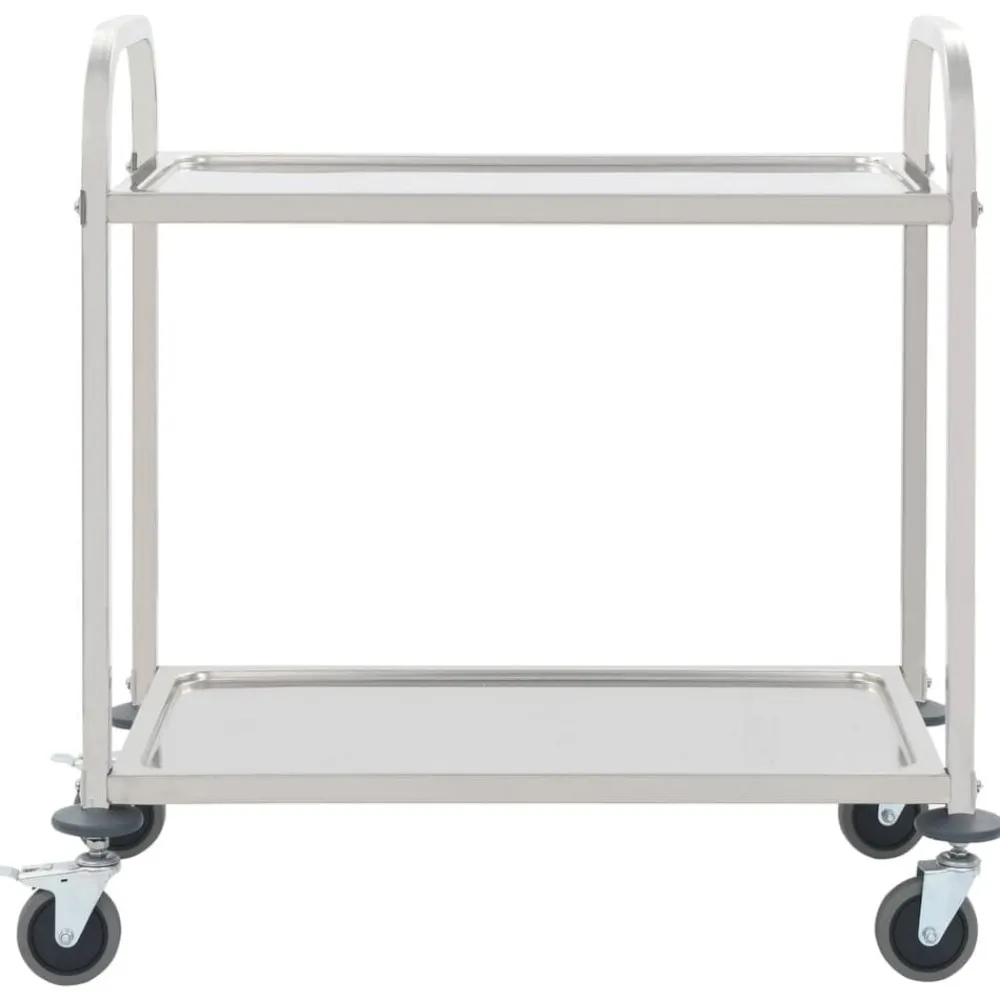 vidaXL Chariot de cuisine à 2 niveaux 96,5x55x90 cm Acier inoxydable