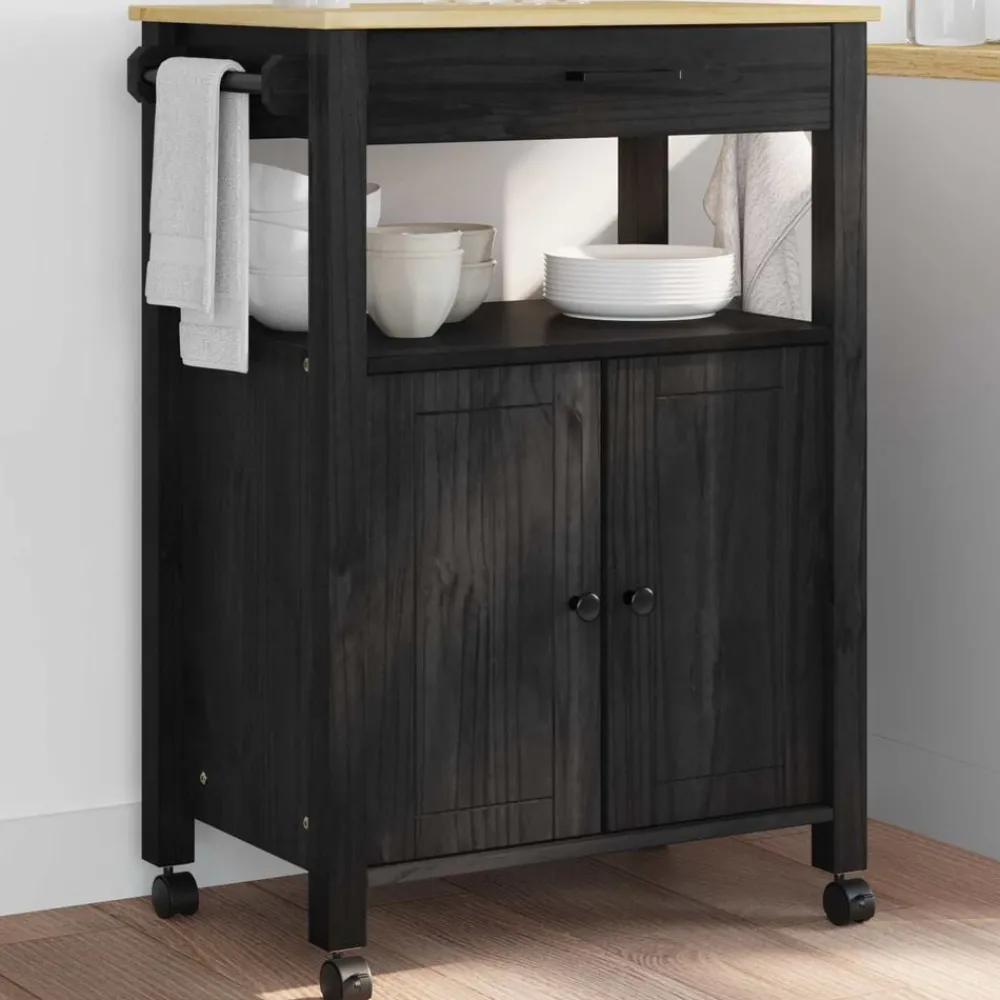 Chariots & Îlots-vidaXL Chariot de cuisine MONZA 60 x 40 x 88,5 cm Noir