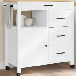 Chariots & Îlots-vidaXL Chariot de cuisine MONZA 84x40x88,5 cm bois massif de pin Blanc