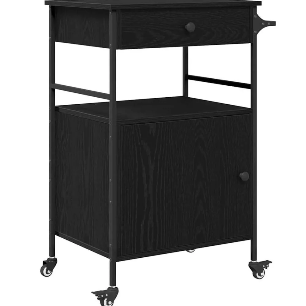 Chariots & Îlots-vidaXL Chariot de cuisine Chêne noir 56 x 43 x 89,5 cm Chêne noir
