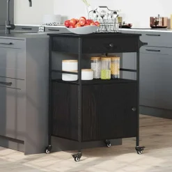 Chariots & Îlots-vidaXL Chariot de cuisine Chêne noir 56 x 43 x 89,5 cm Ch&ecirc;ne noir