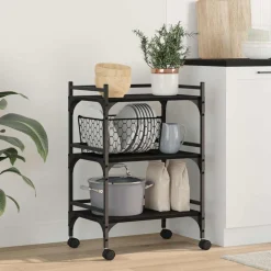 Chariots & Îlots-vidaXL Chariot de cuisine Chêne noir 50 x 35 x 75,5 cm Ch&ecirc;ne noir