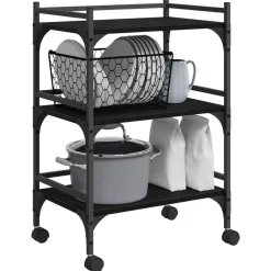 Chariots & Îlots-vidaXL Chariot de cuisine Chêne noir 50 x 35 x 75,5 cm Ch&ecirc;ne noir