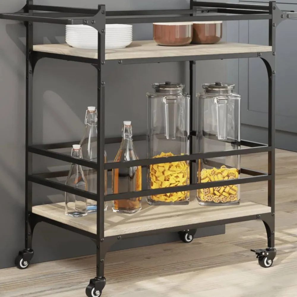 Chariots & Îlots-vidaXL Chariot de cuisine chêne sonoma 82x40x78,5 cm bois d'ingénierie Chêne sonoma