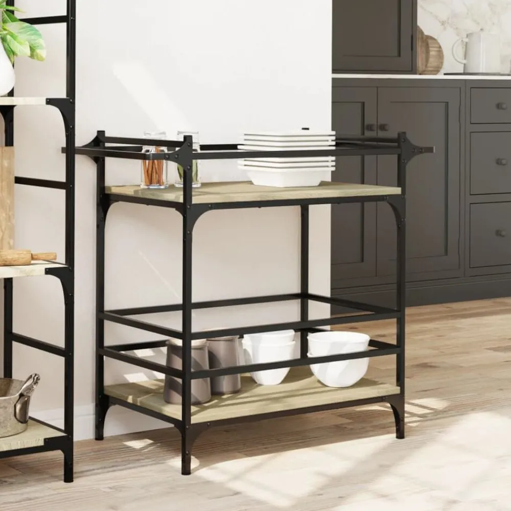 Chariots & Îlots-vidaXL Chariot de cuisine chêne sonoma 82x40x78,5 cm bois d'ingénierie Chêne sonoma