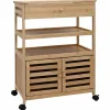 Chariots & Îlots-vidaXL Chariot de Cuisine avec Roues Naturel 59,5 x 36 x 82 cm Bambou
