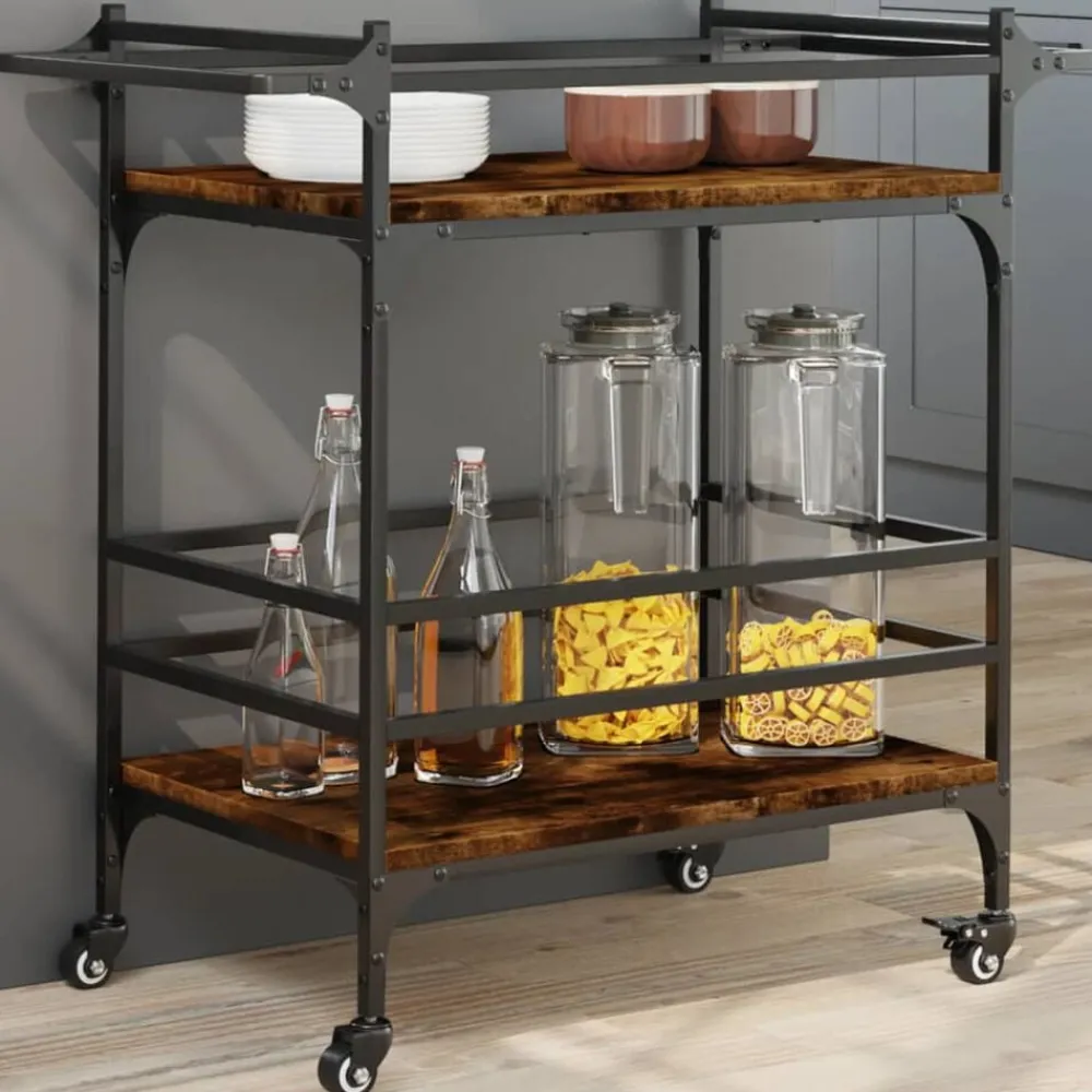 Chariots & Îlots-vidaXL Chariot de cuisine chêne fumé 82x40x78,5 cm bois d'ingénierie Chêne fumé
