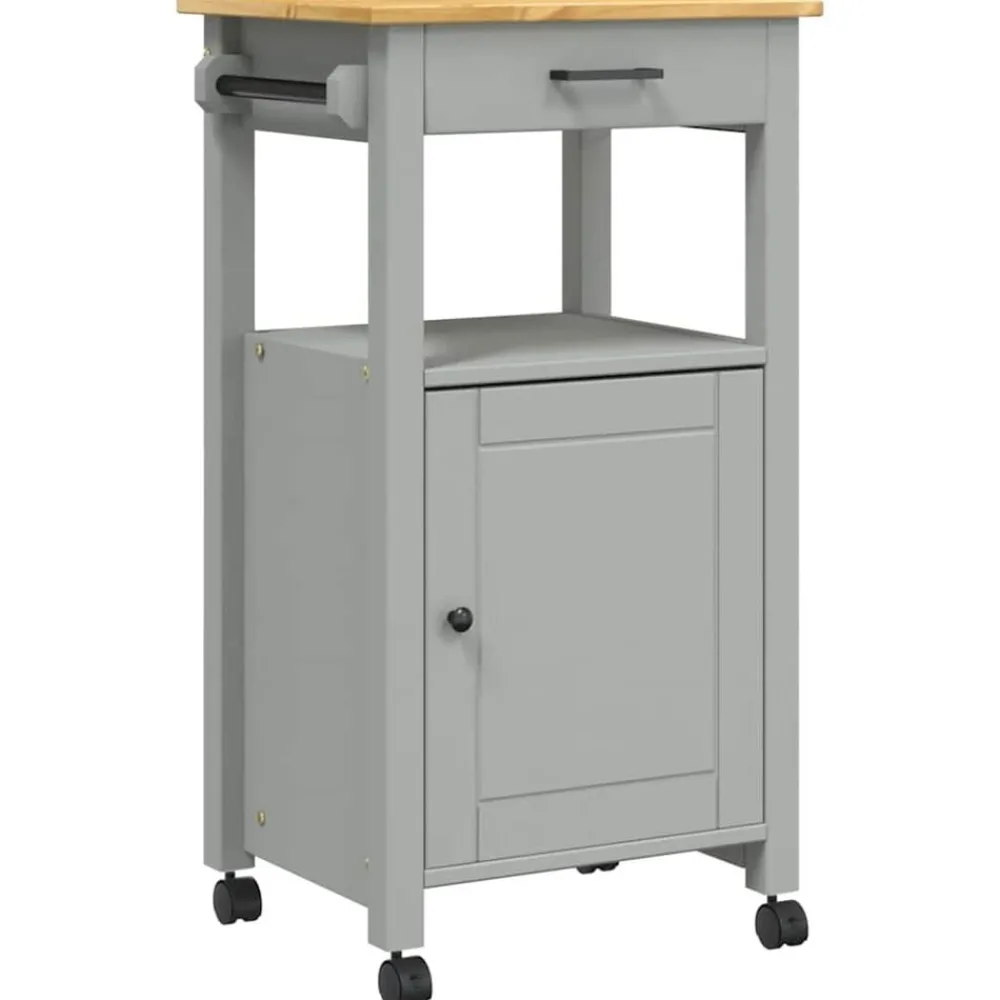 Chariots & Îlots-vidaXL Chariot de cuisine MONZA 48x40x88,5 cm bois massif de pin Gris