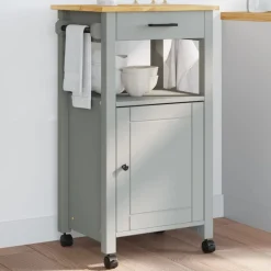 Chariots & Îlots-vidaXL Chariot de cuisine MONZA 48x40x88,5 cm bois massif de pin Gris