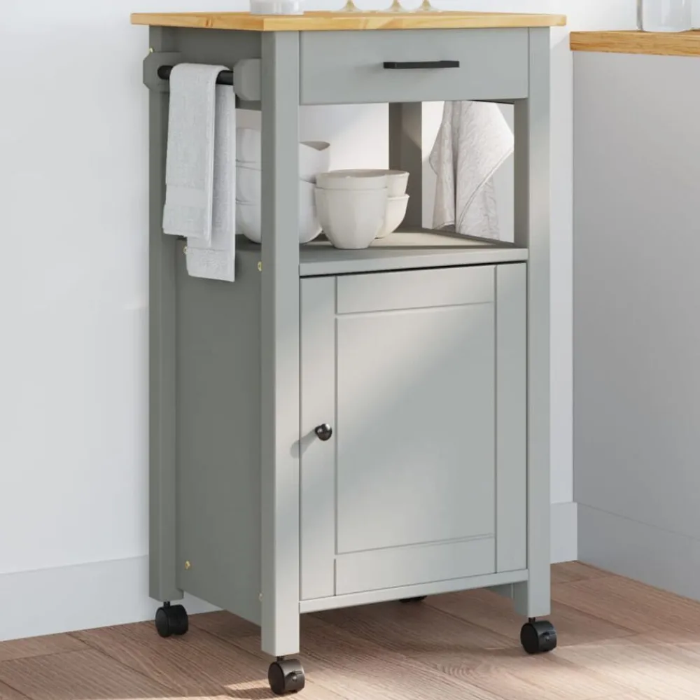 Chariots & Îlots-vidaXL Chariot de cuisine MONZA 48x40x88,5 cm bois massif de pin Gris