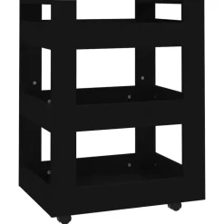 Chariots & Îlots-vidaXL Chariot de cuisine 60x45x80 cm Bois d'ingénierie Noir