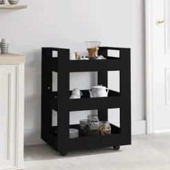 Chariots & Îlots-vidaXL Chariot de cuisine 60x45x80 cm Bois d'ingénierie Noir