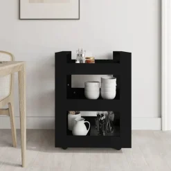 Chariots & Îlots-vidaXL Chariot de cuisine 60x45x80 cm Bois d'ingénierie Noir