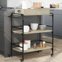 vidaXL Chariot de cuisine chêne sonoma 81,5x41x92,5 cm bois ingénierie