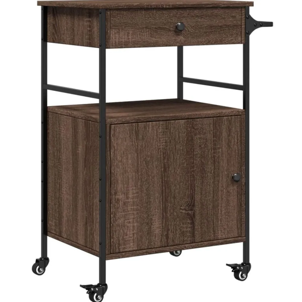 vidaXL Chariot de cuisine chêne marron 56x43x89,5 cm bois d'ingénierie