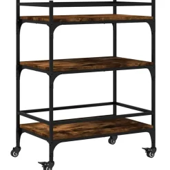vidaXL Chariot de cuisine chêne fumé 65x40x86,5 cm bois d'ingénierie