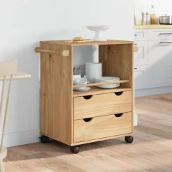Chariots & Îlots-vidaXL Chariot de cuisine OTTA 59x45x80 cm bois massif de pin