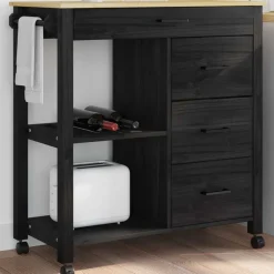 Chariots & Îlots-vidaXL Chariot de cuisine MONZA 84 x 40 x 88,5 cm Noir