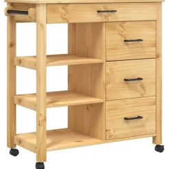 vidaXL Chariot de cuisine MONZA 84x40x88,5 cm bois massif de pin