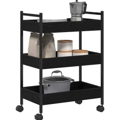vidaXL Chariot de cuisine Chêne noir 50 x 30 x 70 cm Bois d'ingénierie