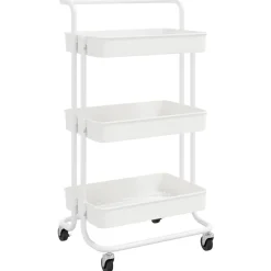 Chariots & Îlots-vidaXL Chariot de cuisine 3 niveaux 42x35x85 cm Fer et ABS Blanc