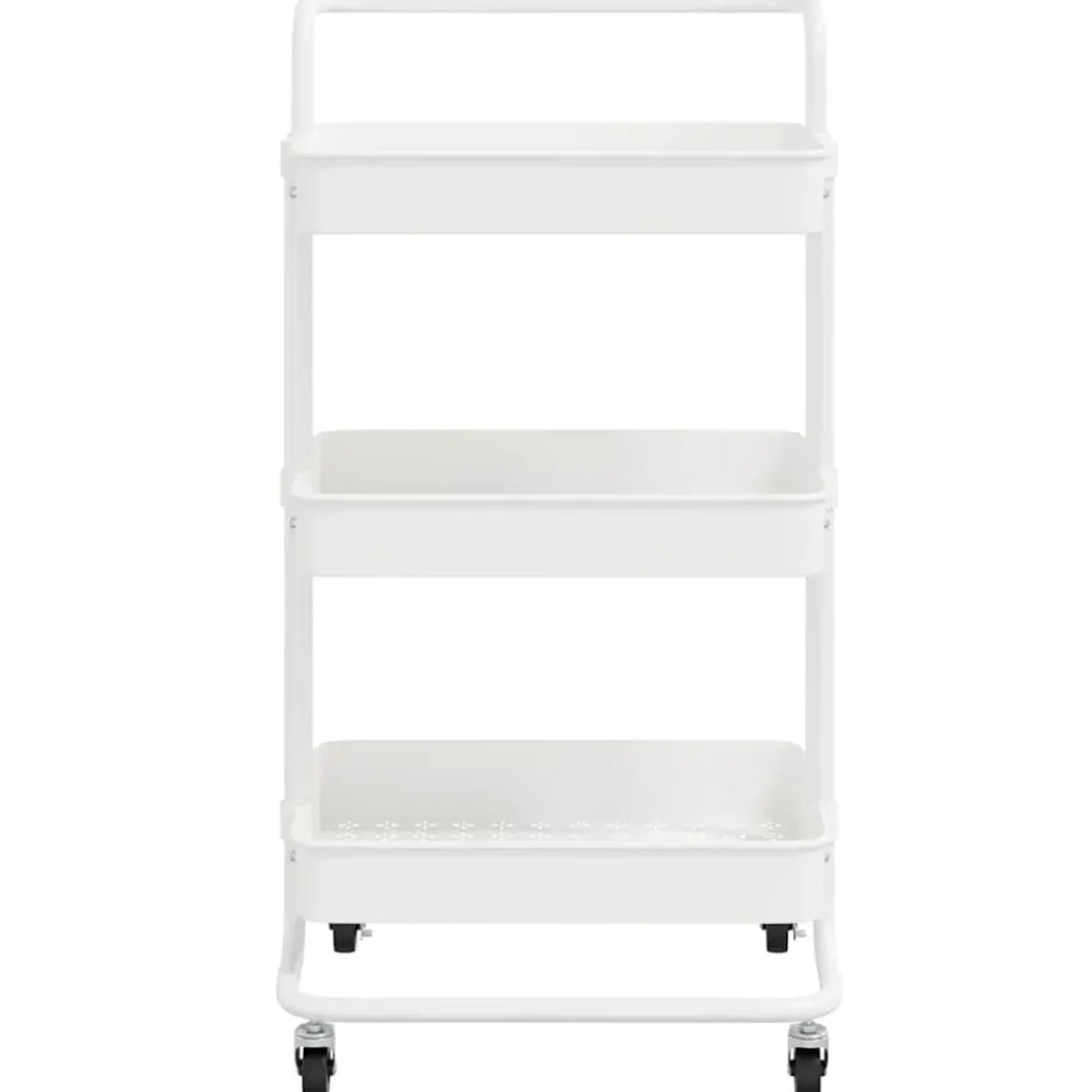 Chariots & Îlots-vidaXL Chariot de cuisine 3 niveaux 42x35x85 cm Fer et ABS Blanc