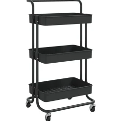 vidaXL Chariot de cuisine 3 niveaux 42x35x85 cm Fer et ABS