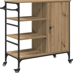 vidaXL Chariot de cuisine Chêne artisanal 87.5 x 39 x 84.5 cm