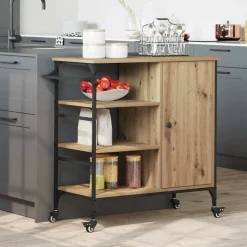 vidaXL Chariot de cuisine Chêne artisanal 87.5 x 39 x 84.5 cm