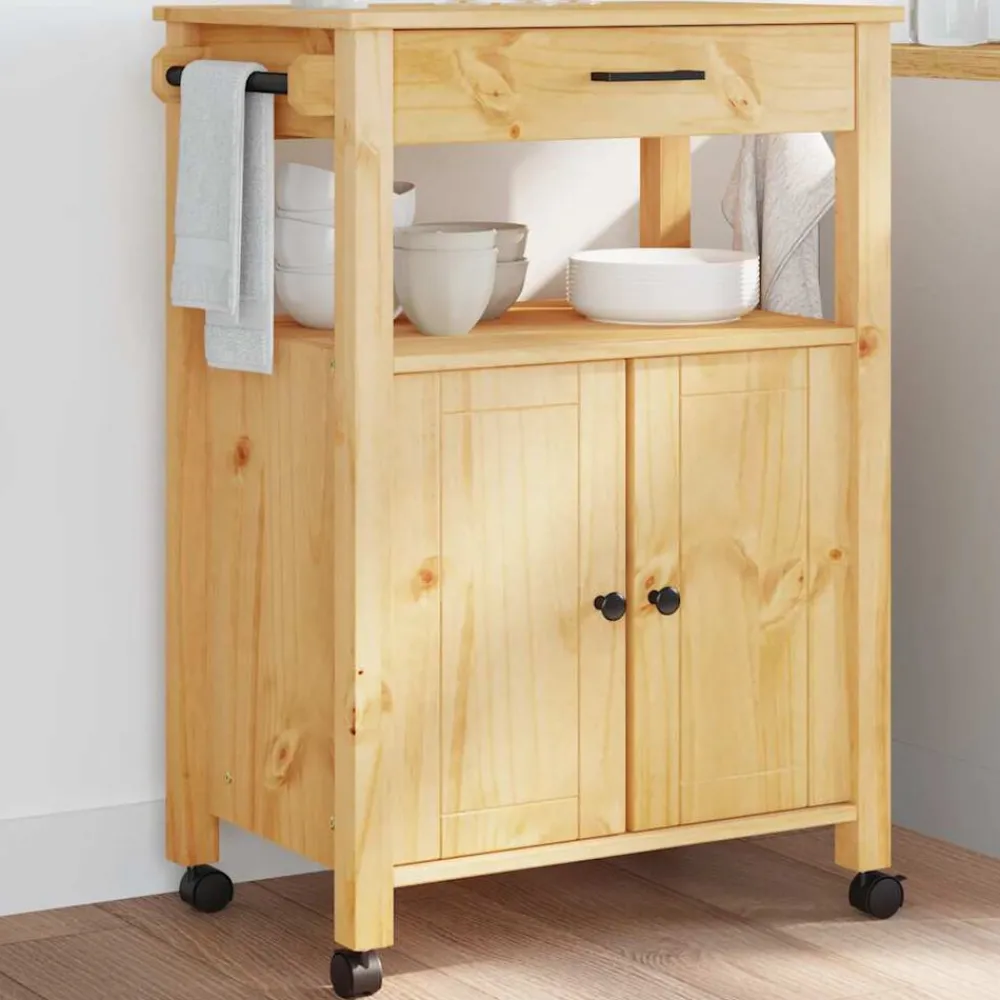 vidaXL Chariot de cuisine MONZA 60x40x88,5 cm bois massif de pin
