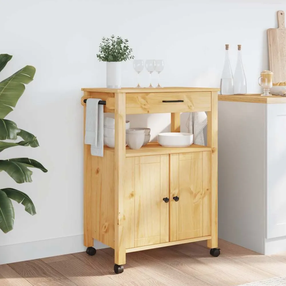 vidaXL Chariot de cuisine MONZA 60x40x88,5 cm bois massif de pin