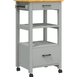 Chariots & Îlots-vidaXL Chariot de cuisine MONZA 48x40x88,5 cm bois massif de pin Gris