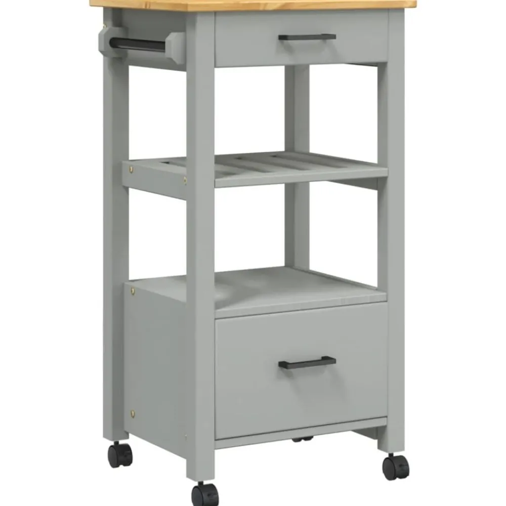 Chariots & Îlots-vidaXL Chariot de cuisine MONZA 48x40x88,5 cm bois massif de pin Gris