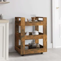 vidaXL Chariot de cuisine Chêne fumé 60x45x80 cm Bois d'ingénierie