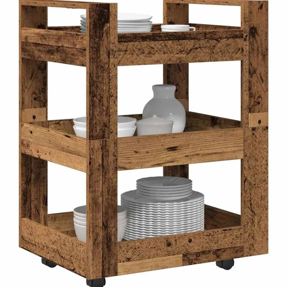 Chariots & Îlots-vidaXL Chariot de cuisine Bois de chêne 60 x 45 x 80 cm Bois ancien