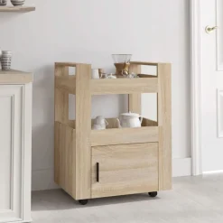 vidaXL Chariot de cuisine Chêne sonoma 60x45x80 cm Bois d'ingénierie