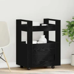 Chariots & Îlots-vidaXL Chariot de cuisine Chêne noir 60 x 45 x 80 cm Bois d'ingénierie Ch&ecirc;ne noir