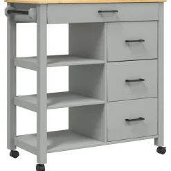 Chariots & Îlots-vidaXL Chariot de cuisine MONZA 84x40x88,5 cm bois massif de pin Gris