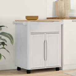Chariots & Îlots-vidaXL Chariot de cuisine FLORO 72,5 x 45 x 80 cm Blanc